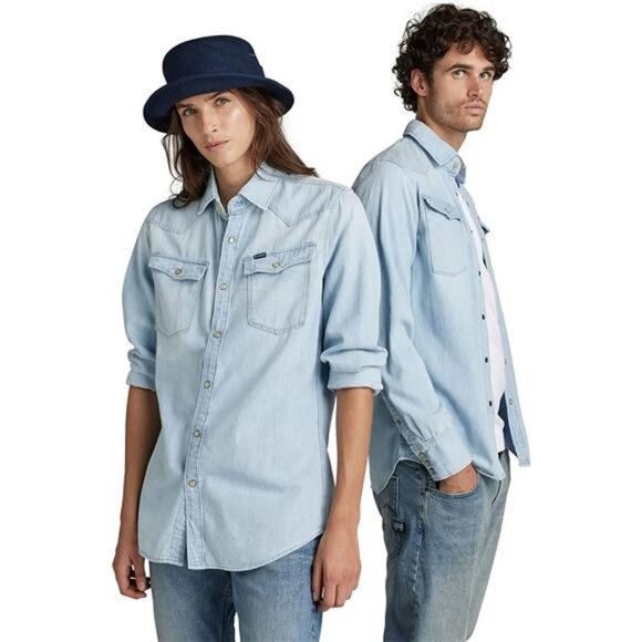 Men's 3301 Western Denim Long Sleeve Slim Fit Shirt